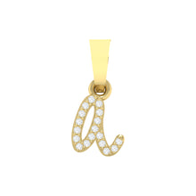 Load image into Gallery viewer, yellow gold alphabet initial letter &#39;a&#39; diamond pendant - 1
