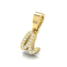 Load image into Gallery viewer, yellow gold alphabet initial letter &#39;a&#39; diamond pendant - 2
