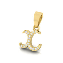 Load image into Gallery viewer, yellow gold alphabet initial letter &#39;x&#39; diamond pendant - 2
