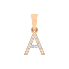 Load image into Gallery viewer, rose gold alphabet initial letter &#39;A&#39; diamond pendant - 1
