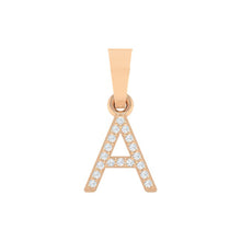 Load image into Gallery viewer, rose gold alphabet initial letter &#39;A&#39; diamond pendant - 1
