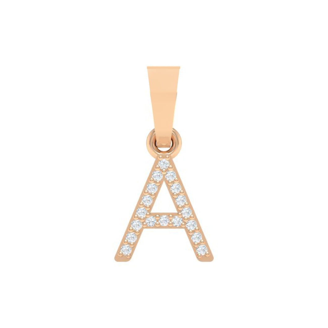rose gold alphabet initial letter 'A' diamond pendant - 1