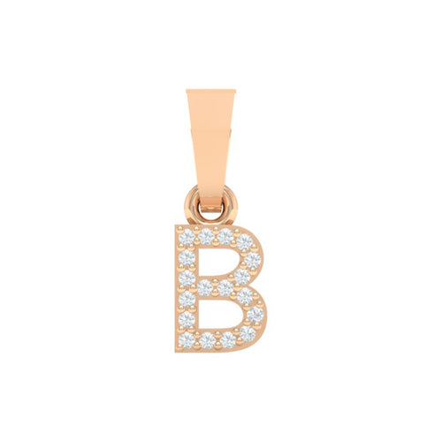 rose gold alphabet initial letter 'B' diamond pendant - 1