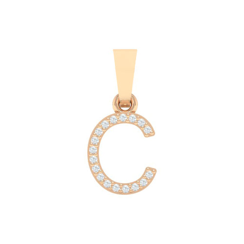 rose gold alphabet initial letter 'C' diamond pendant - 1