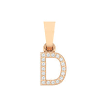 Load image into Gallery viewer, rose gold alphabet initial letter &#39;D&#39; diamond pendant - 1
