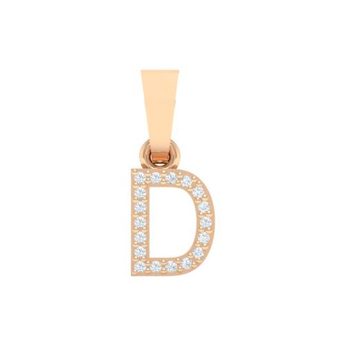rose gold alphabet initial letter 'D' diamond pendant - 1