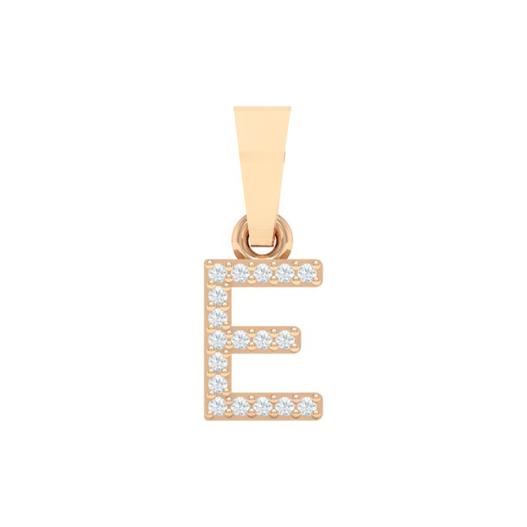 rose gold alphabet initial letter 'E' diamond pendant - 1