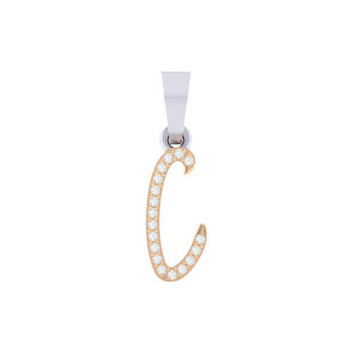 rose gold alphabet initial letter 'c' diamond pendant - 1
