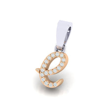 Load image into Gallery viewer, rose gold alphabet initial letter &#39;e&#39; diamond pendant - 2
