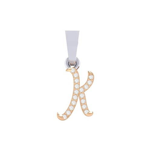rose gold alphabet initial letter 'K' diamond pendant - 1