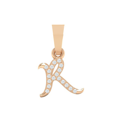 rose gold alphabet initial letter 'R' diamond pendant - 1