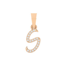 Load image into Gallery viewer, rose gold alphabet initial letter &#39;s&#39; diamond pendant - 1
