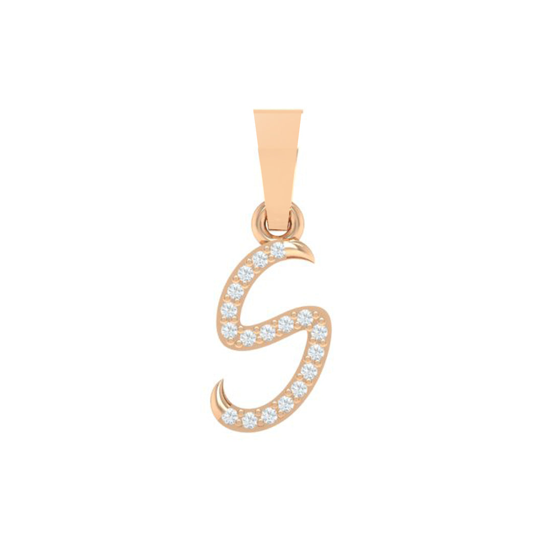 rose gold alphabet initial letter 's' diamond pendant - 1