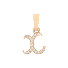 Load image into Gallery viewer, rose gold alphabet initial letter &#39;x&#39; diamond pendant - 1
