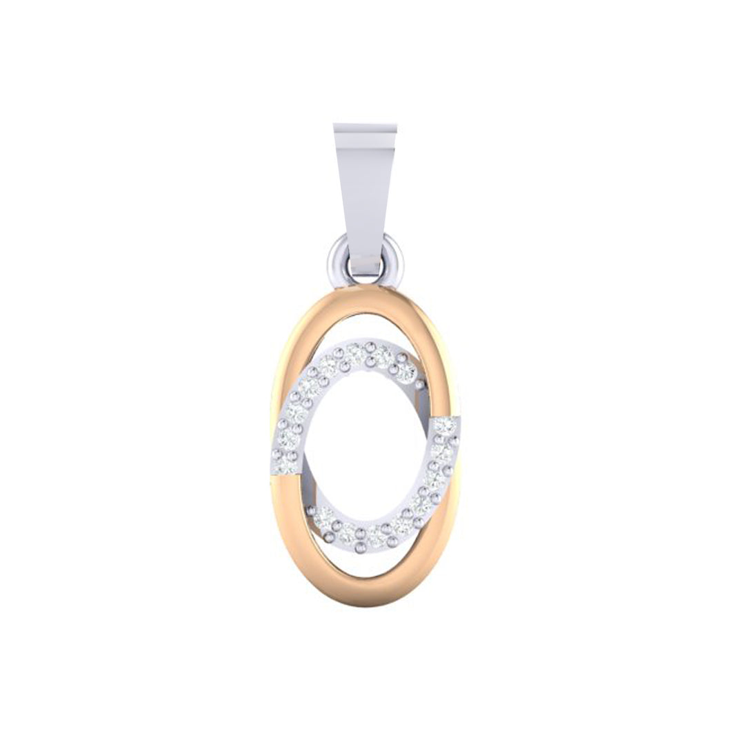 18Kt rose gold real diamond oval shape pendant by diamtrendz