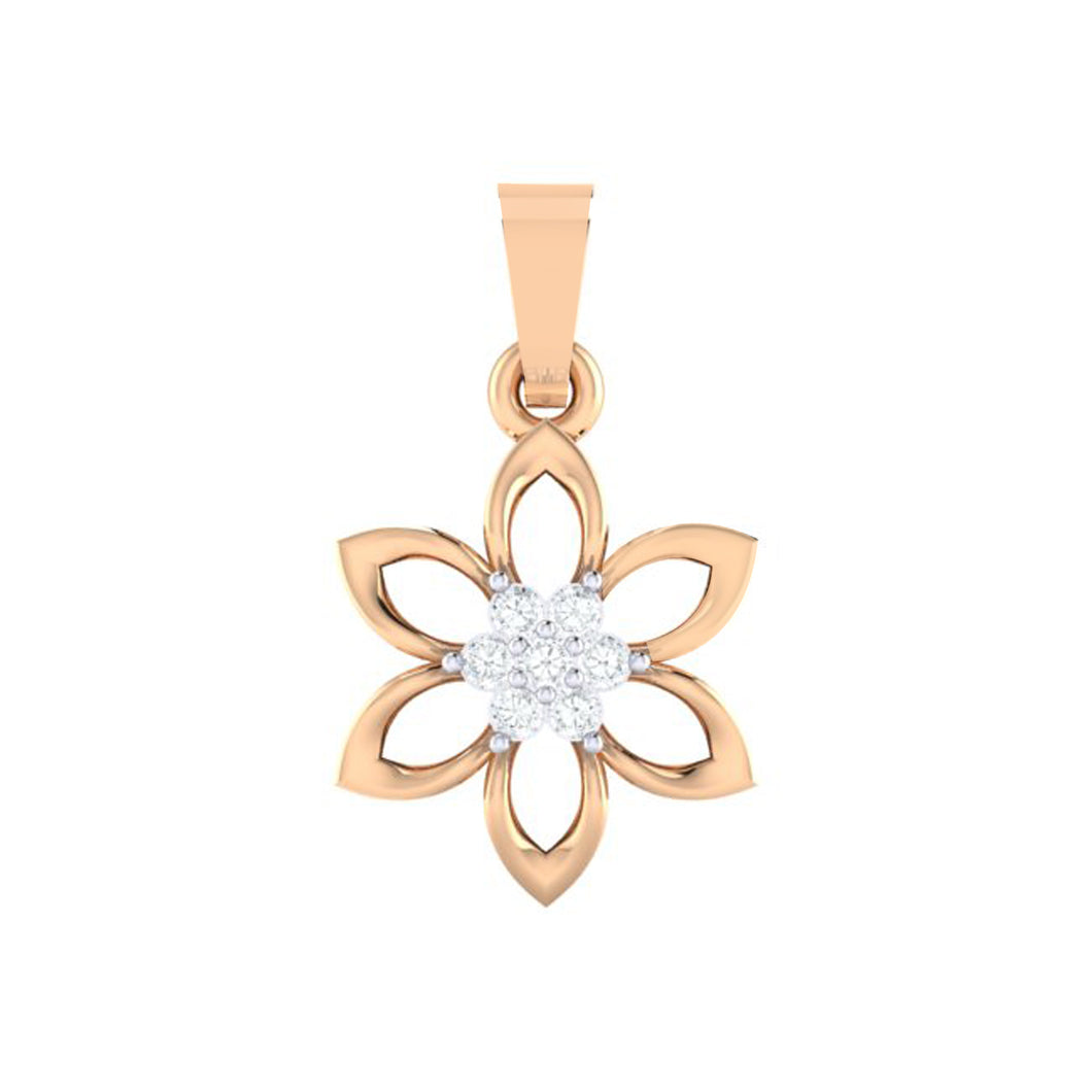 18Kt rose gold real diamond floral pendant by diamtrendz