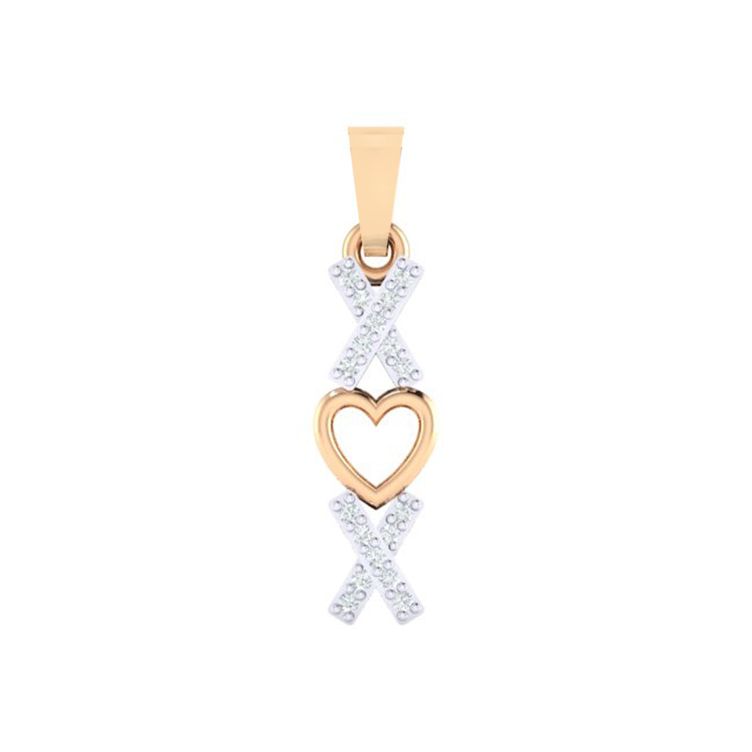 18Kt rose gold real diamond heart shape pendant by diamtrendz