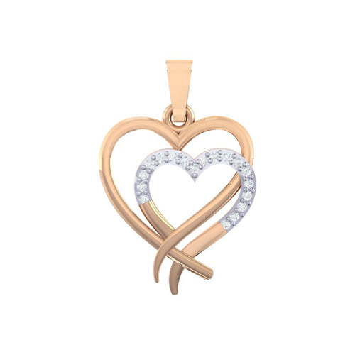 18Kt rose gold real diamond heart shape pendant by diamtrendz