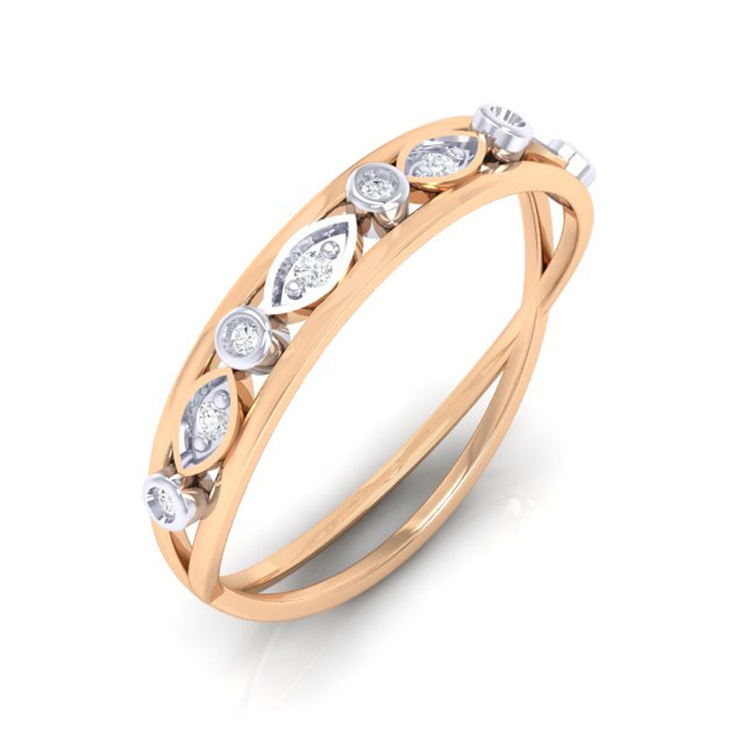 18Kt rose gold band diamond ring by diamtrendz