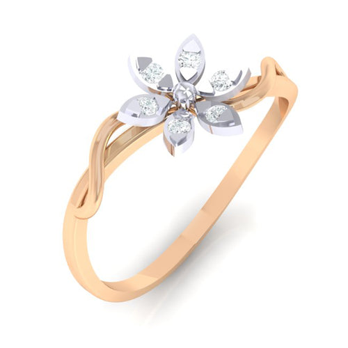18Kt rose gold floral diamond ring by diamtrendz