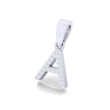 Load image into Gallery viewer, white gold alphabet initial letter &#39;A&#39; diamond pendant - 2
