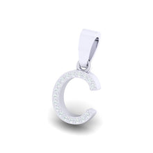 Load image into Gallery viewer, white gold alphabet initial letter &#39;C&#39; diamond pendant - 2
