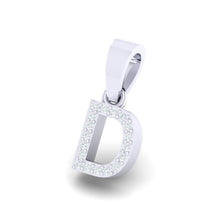 Load image into Gallery viewer, white gold alphabet initial letter &#39;D&#39; diamond pendant - 2
