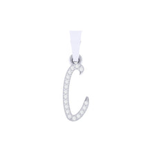 Load image into Gallery viewer, white gold alphabet initial letter &#39;c&#39; diamond pendant - 1
