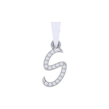 Load image into Gallery viewer, white gold alphabet initial letter &#39;s&#39; diamond pendant - 1
