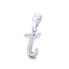 Load image into Gallery viewer, white gold alphabet initial letter &#39;t&#39; diamond pendant - 2
