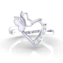 Load image into Gallery viewer, 18Kt white gold heart diamond ring by diamtrendz
