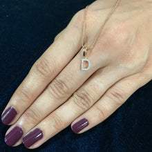 Load image into Gallery viewer, rose gold diamond initial D pendant
