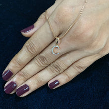 Load image into Gallery viewer, rose gold diamond initial c pendant
