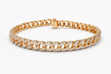 Load image into Gallery viewer, 14Kt Rose Gold 4.8mm Curb Natural Diamond Link Bracelet
