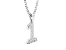 Load image into Gallery viewer, 18Kt white gold number 1 real diamond pendant by diamtrendz
