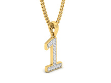 Load image into Gallery viewer, 18Kt gold number 1 real diamond pendant by diamtrendz

