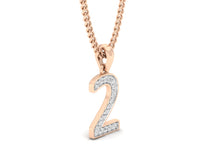 Load image into Gallery viewer, 18Kt rose gold number 2 real diamond pendant by diamtrendz

