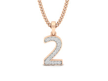 Load image into Gallery viewer, 18Kt rose gold number 2 real diamond pendant by diamtrendz
