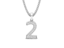 Load image into Gallery viewer, 18Kt white gold number 2 real diamond pendant by diamtrendz
