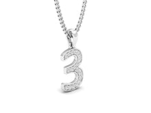 Load image into Gallery viewer, 18Kt white gold number 3 real diamond pendant by diamtrendz
