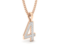 Load image into Gallery viewer, 18Kt rose gold number 4 real diamond pendant by diamtrendz
