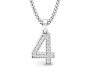 Load image into Gallery viewer, 18Kt white gold number 4 real diamond pendant by diamtrendz
