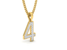 Load image into Gallery viewer, 18Kt gold number 4 real diamond pendant by diamtrendz
