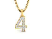 Load image into Gallery viewer, 18Kt gold number 4 real diamond pendant by diamtrendz

