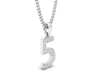 Load image into Gallery viewer, 18Kt white gold number 5 real diamond pendant by diamtrendz
