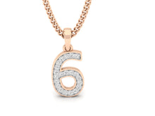 Load image into Gallery viewer, 18Kt rose gold number 6 real diamond pendant by diamtrendz
