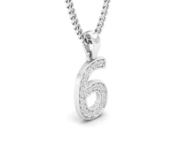 Load image into Gallery viewer, 18Kt white gold number 6 real diamond pendant by diamtrendz
