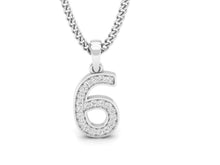 Load image into Gallery viewer, 18Kt white gold number 6 real diamond pendant by diamtrendz
