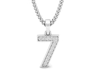 Load image into Gallery viewer, 18Kt white gold number 7 real diamond pendant by diamtrendz
