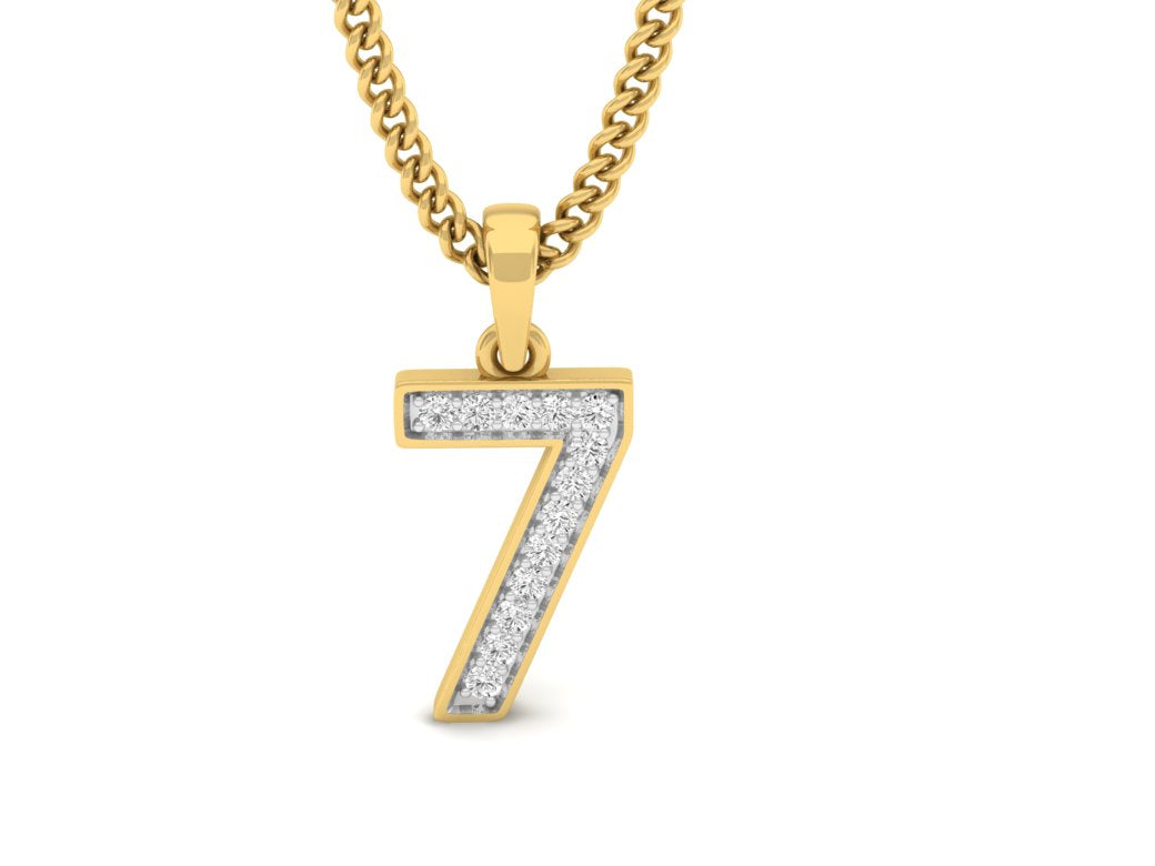 18Kt gold number 7 real diamond pendant by diamtrendz